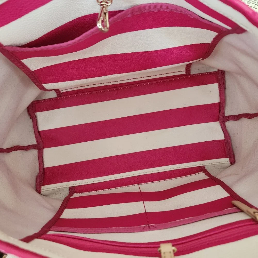 Euc Kate Spade Pink & White Striped Beach Bag Shoulder Bag Purse